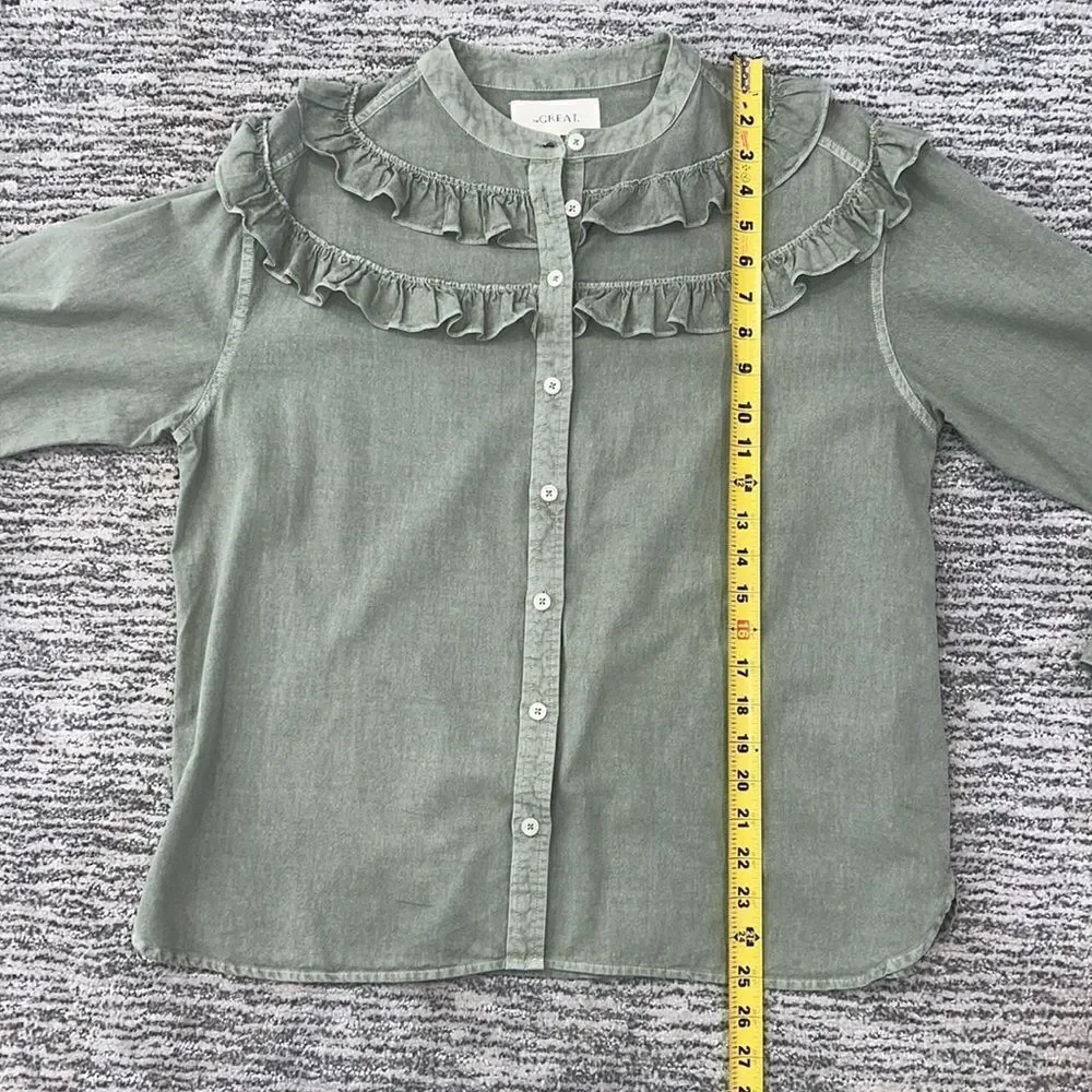 New The Great Nettle Button Up Blouse Size 2/ US Medium Sage - Picture 8 of 14